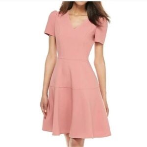 Gal Meets Glam Kate V Neck Fit And Flare Dress Dusty Rose